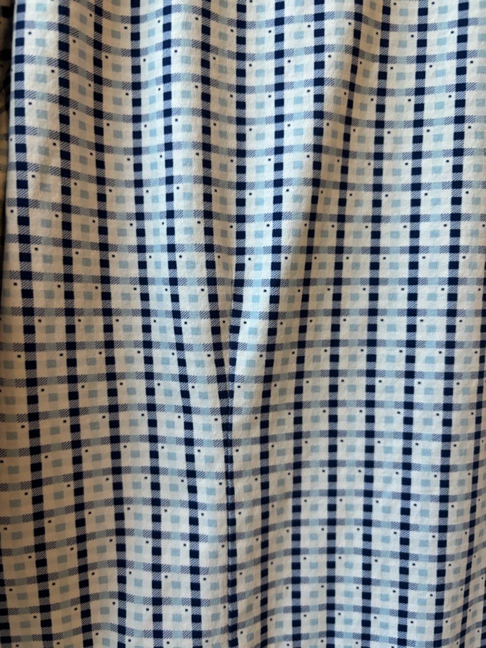 Large Tall Fit Buttercloth Blue White Checked Long Sleeve Button Up Shirt - Picture 10 of 13